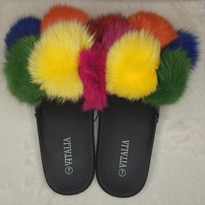 Multi Color Fur Slides